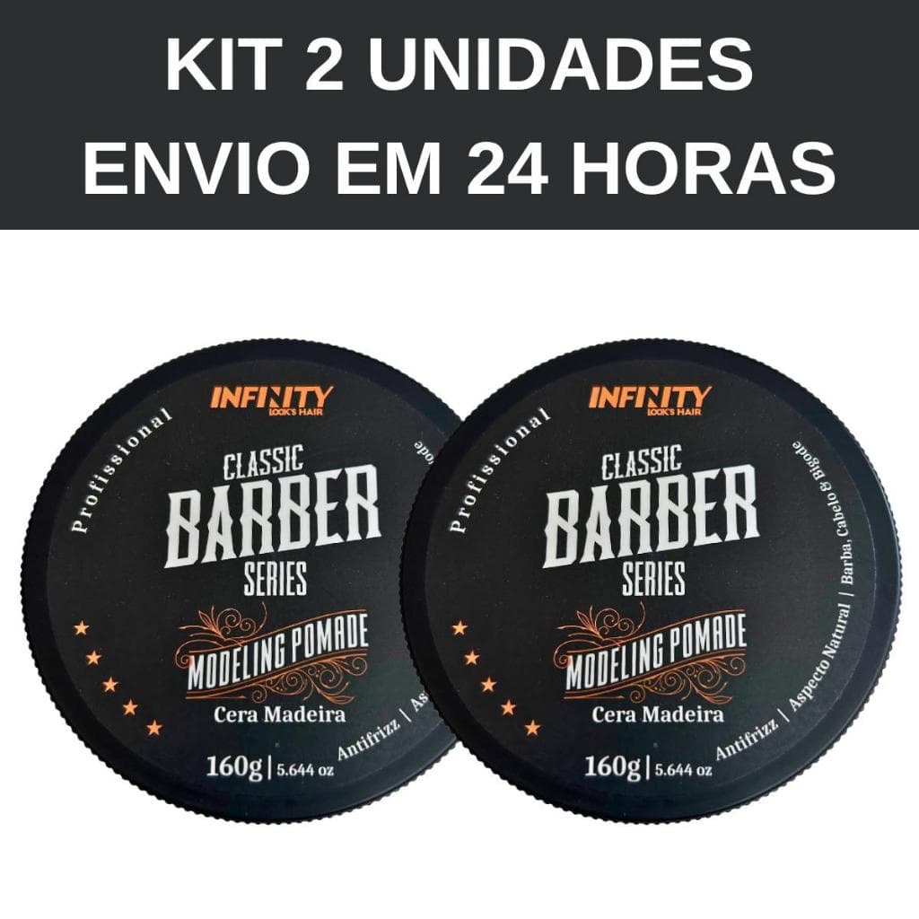 Kit 2 Pomadas Cera Modeladoras Infinity  Barber Cera Madeira Mega Fixação 160g - Envio em 24 Horas