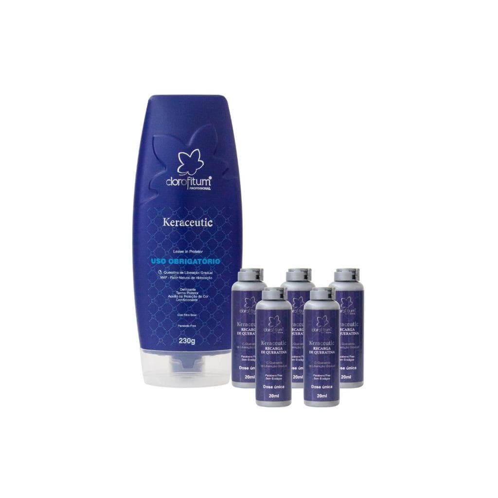 Kit Keraceutic Leave-in 230ml e Recarga de Queratina Keraceutic de 20ml Cabelos Fracos e Quebradiços