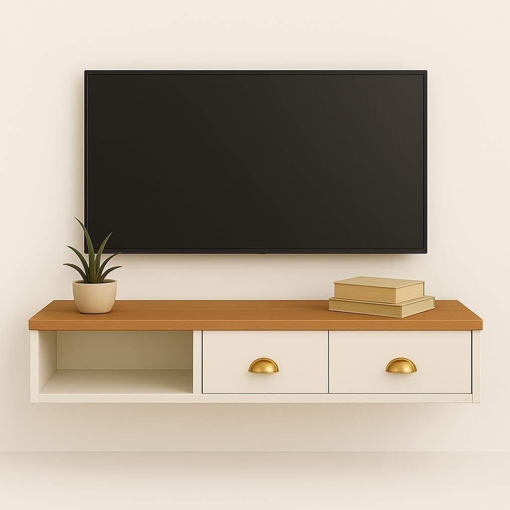 QUEIMA DE ESTOQUE - Rack Para Tv Suspenso Compacto com 2 Gavetas e Nicho - Cores