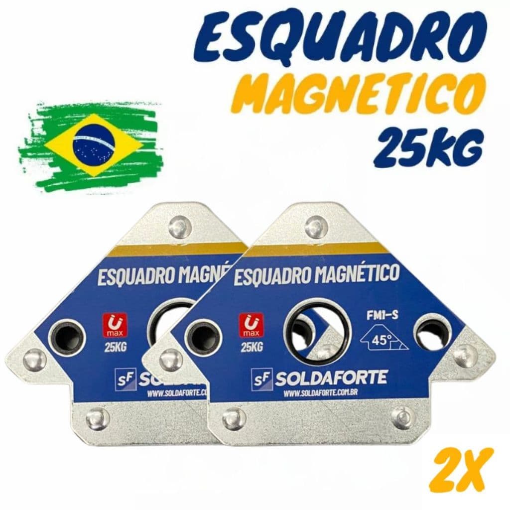 Kit Esquadro Magnético (2 Peças) para Solda 25kg - Soldaforte