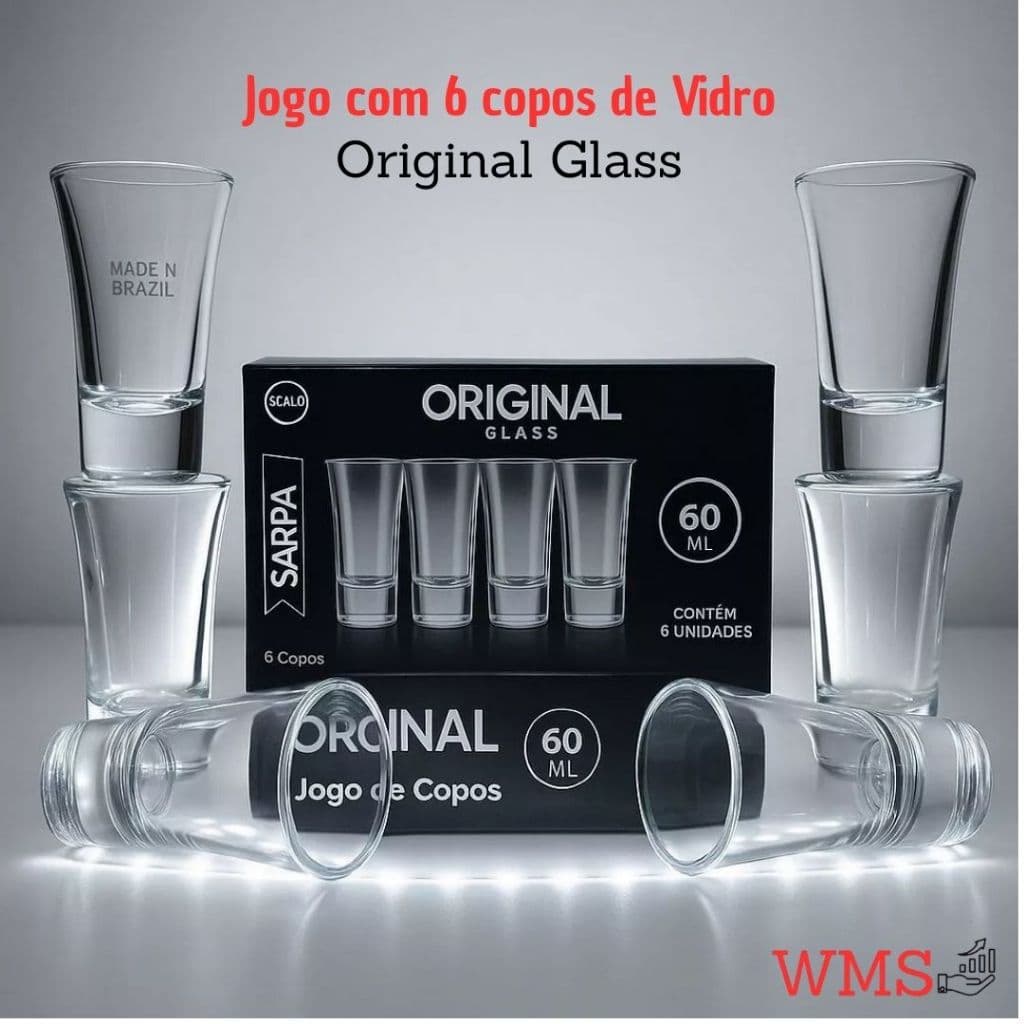 Jogo 6 Copos Shot 60mL Vidro Transparente Para Dose