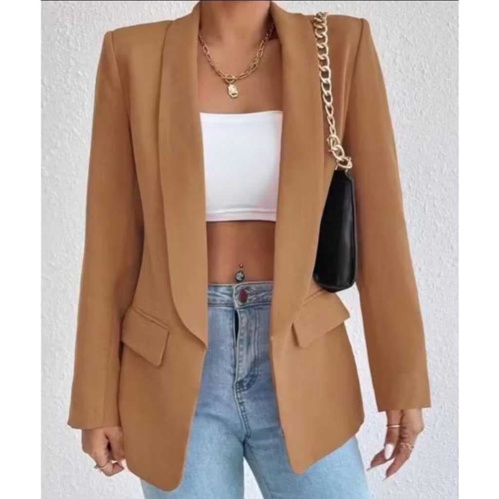 Max Blazer Feminina Longo Alfaiataria Social Manga Longo
