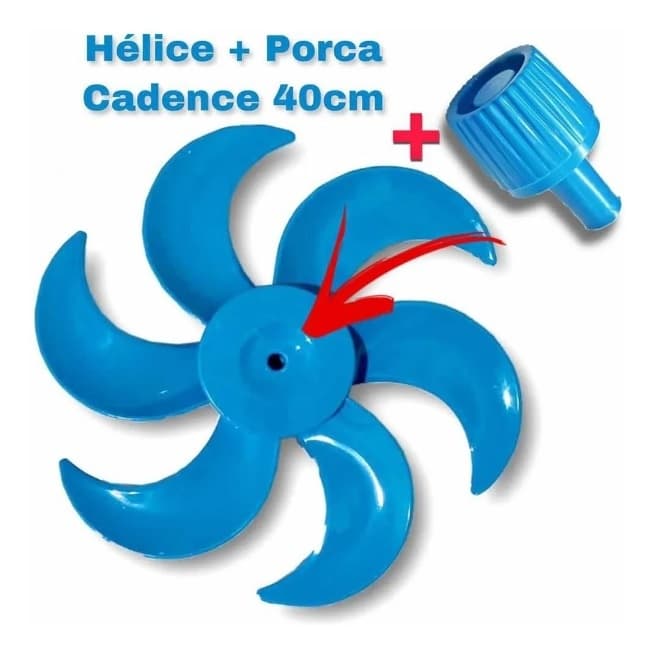 Helice Ventilador Cadence + Porca Trava 40cm  6 Pas Azul
