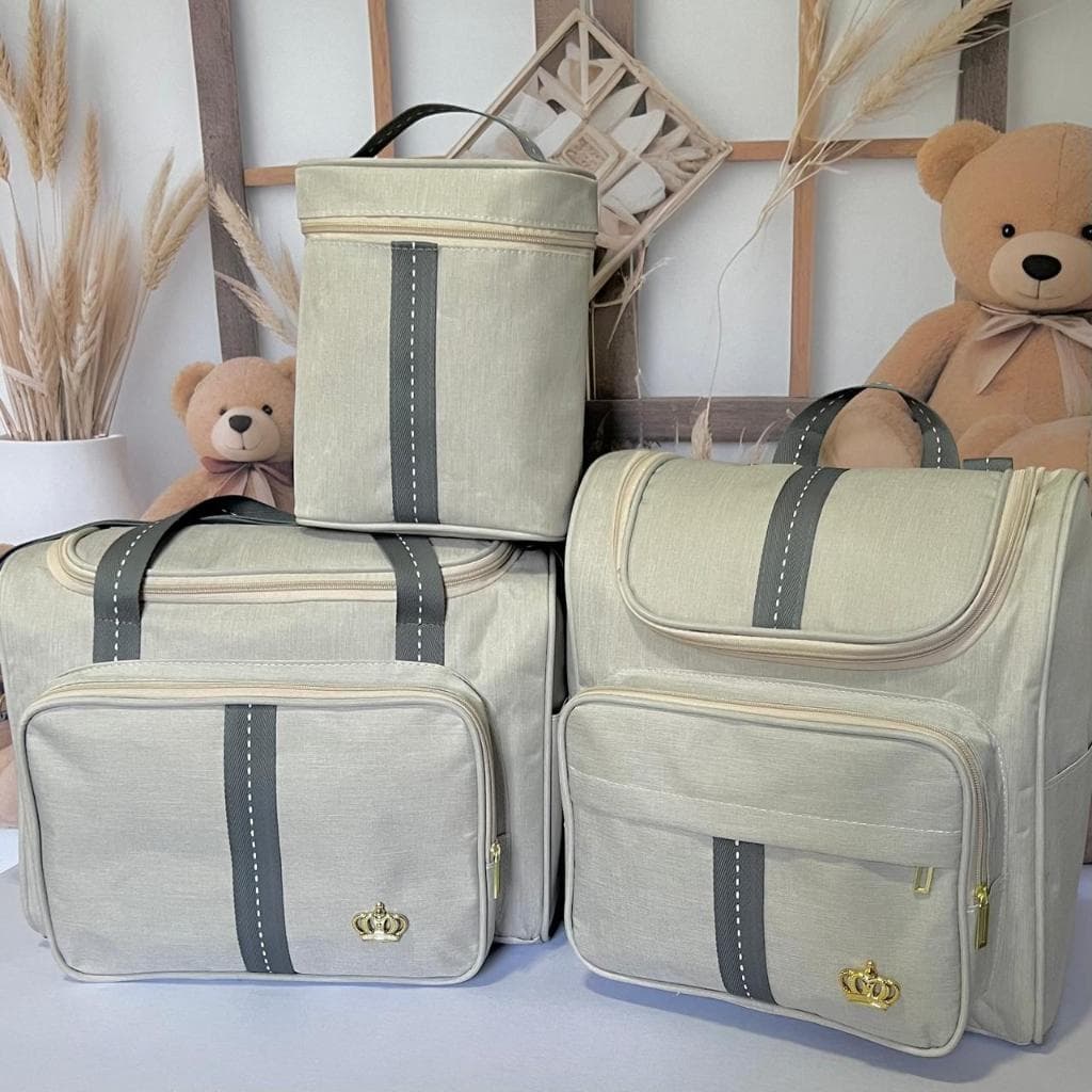 Silver Clarity Bege faixa Cinza Bolsas Maternidade impermeáveis