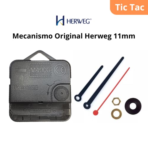 Mecanismo Relógio Parede Eixo Curto 11mm Tic Tac Original Herweg