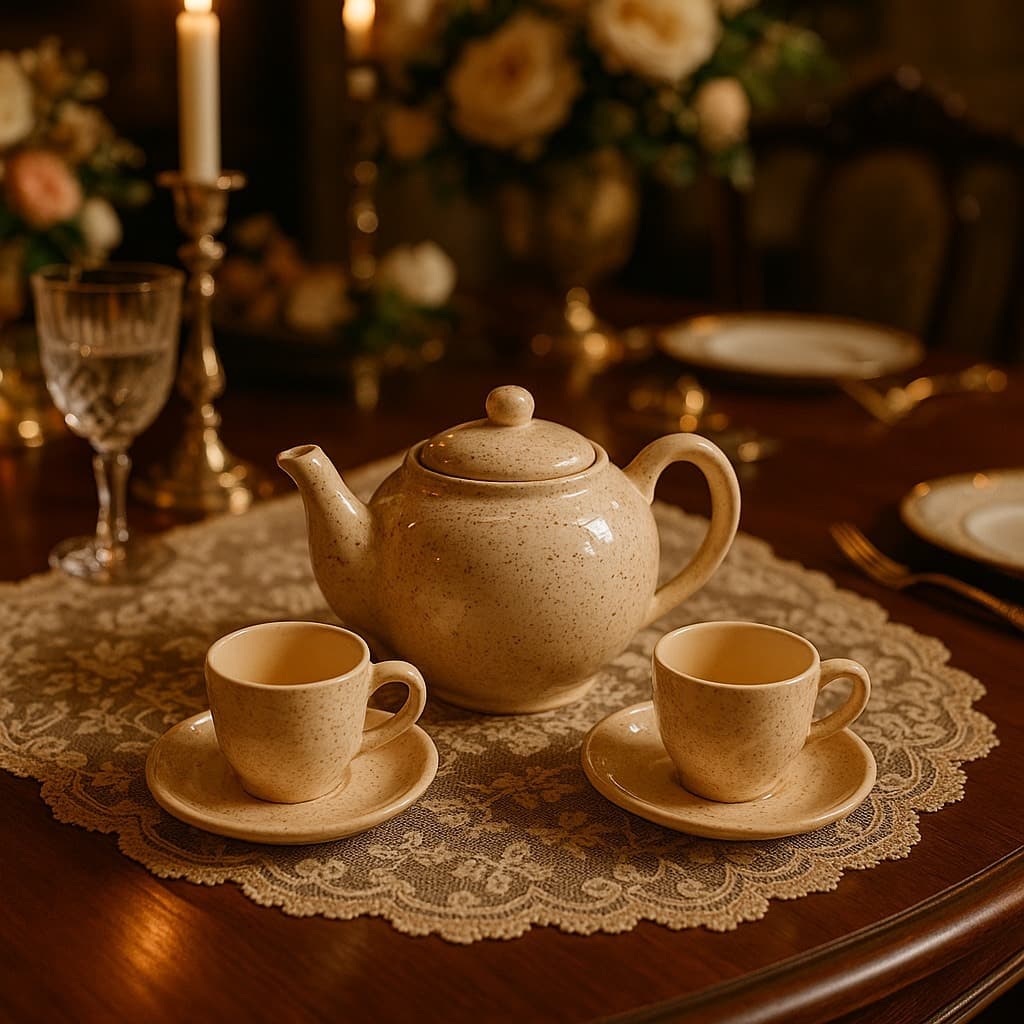 Conjunto Bule e Xícaras Chaleira de Cerâmica Rústica Kit Chá ou Café 5 Peças Estilo Retrô para Mesa Posta e Decoração