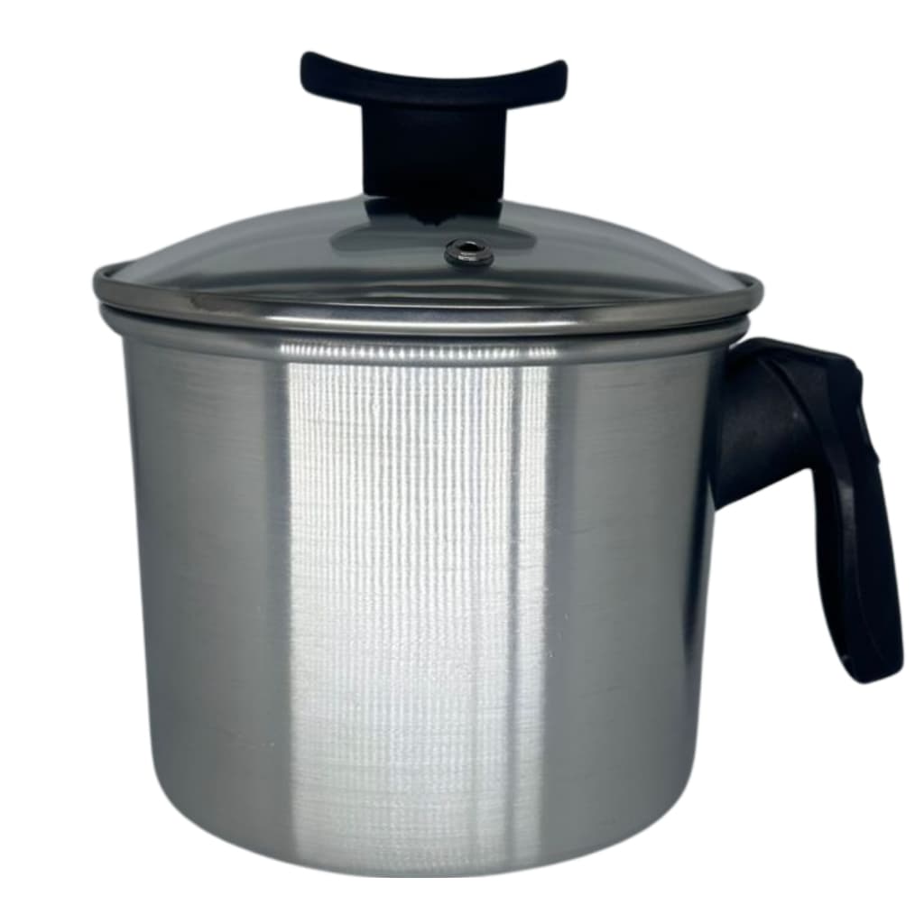 Fervedor Alumínio Escovado 14cm com Tampa de Vidro Temperado – 1,7L Leiteira Resistente ferver leite