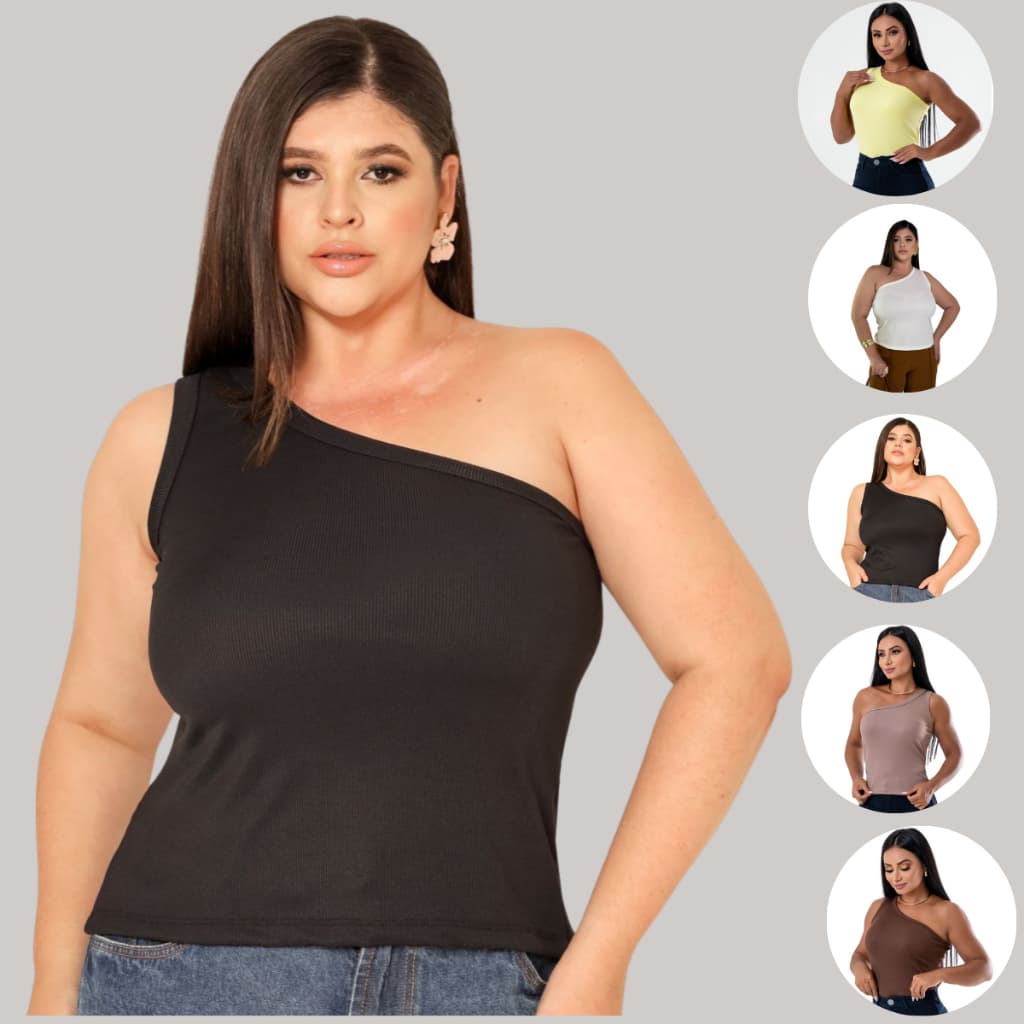 Blusa Feminina Nula Manga Malha Ribana Canelada Mula Manca Ombro Só Básica Social Confortável S Bojo
