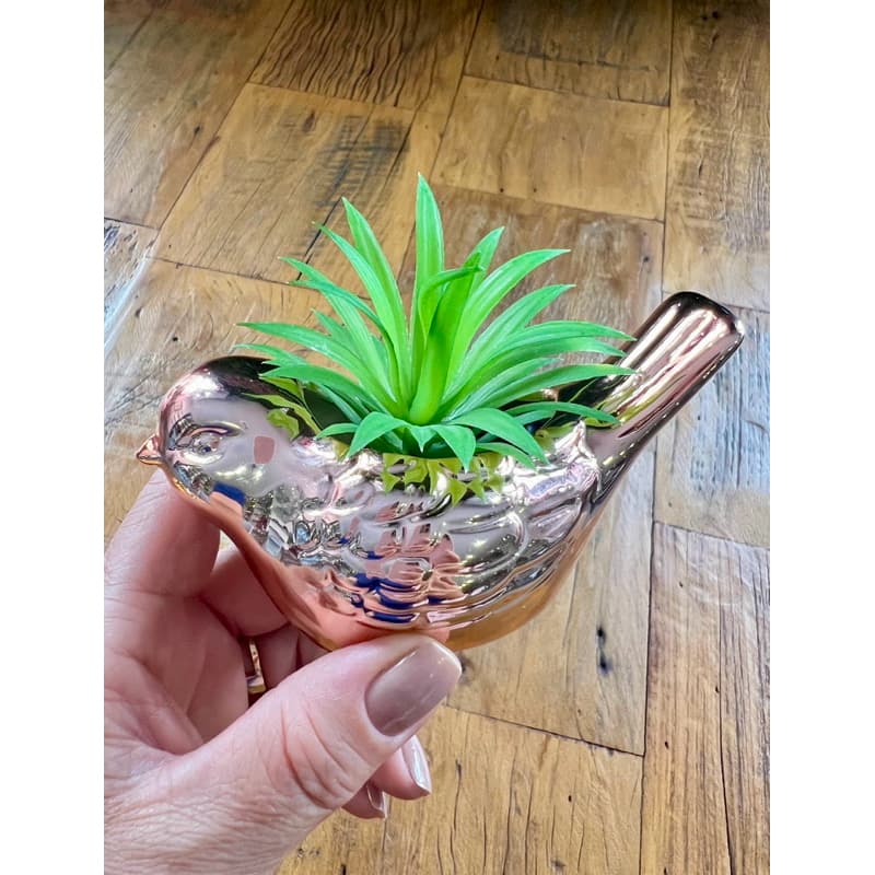 Vaso Decorativo Pássaro Metalizado Rose Gold Dourado Prata Decoração Cachepot