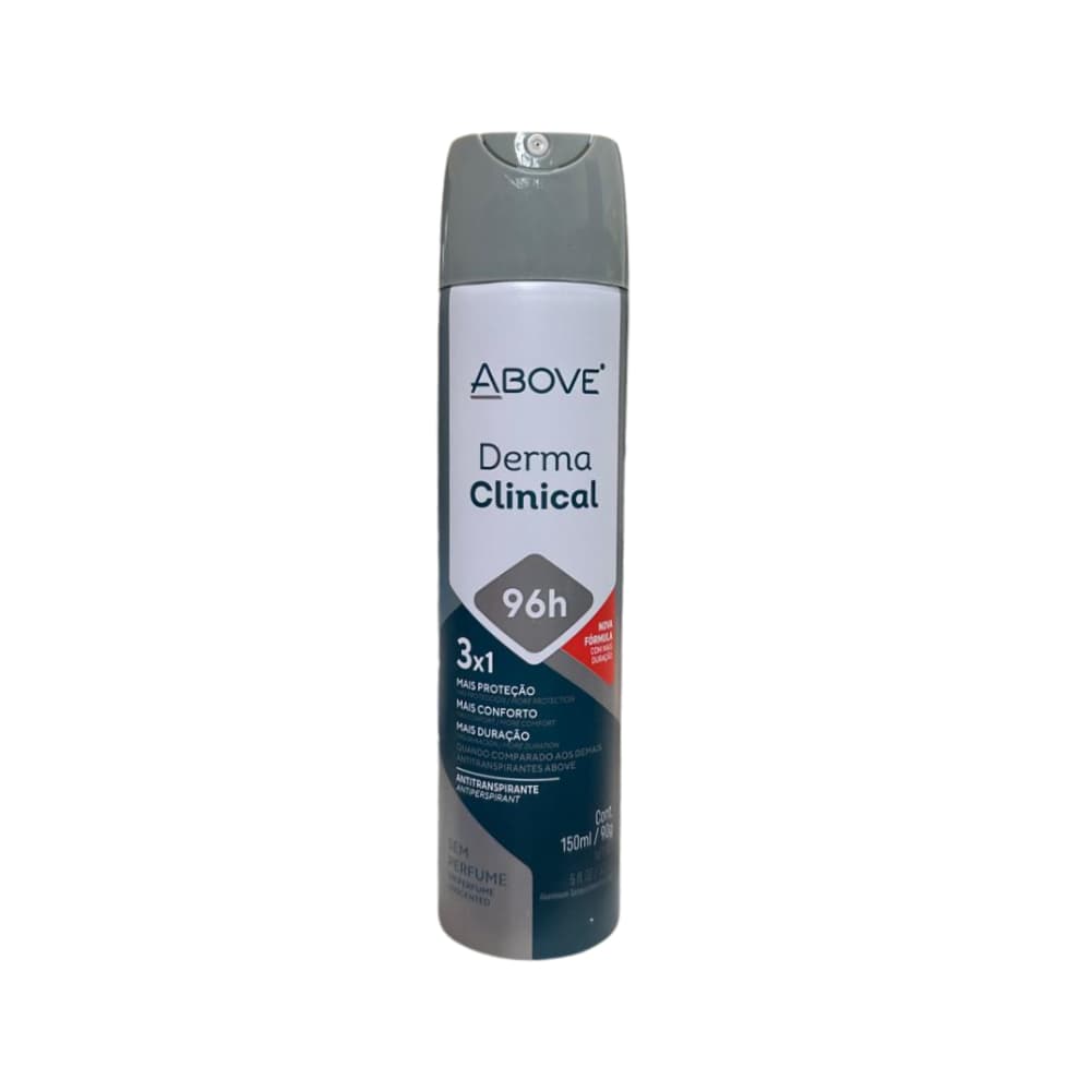 Desodorante Above Derma Clinical Spray 150ml | Antitranspirante 3x1 Sem Perfume 96h de Proteção | Efeito Longa Duração
