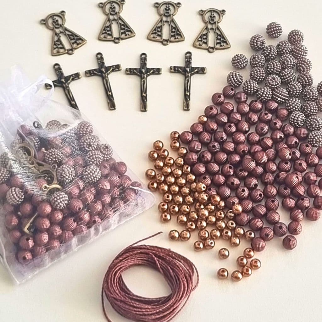 Kit Missangas Bolinhas Para Fazer Terço Infantil Cruz Entremeios