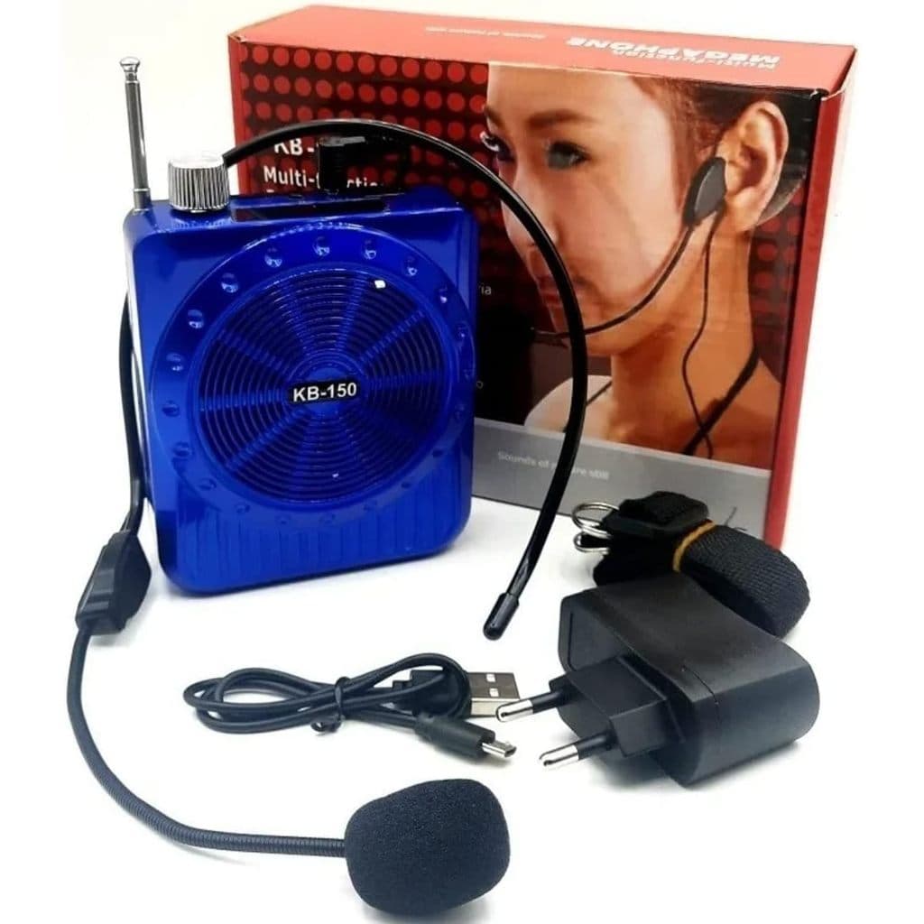 Kit Professor Megaphone Com Microfone Amplificador De Voz Azul