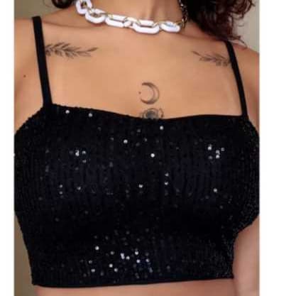 Cropped plus size paetê brilho tamanho grande festa alcinha modinha