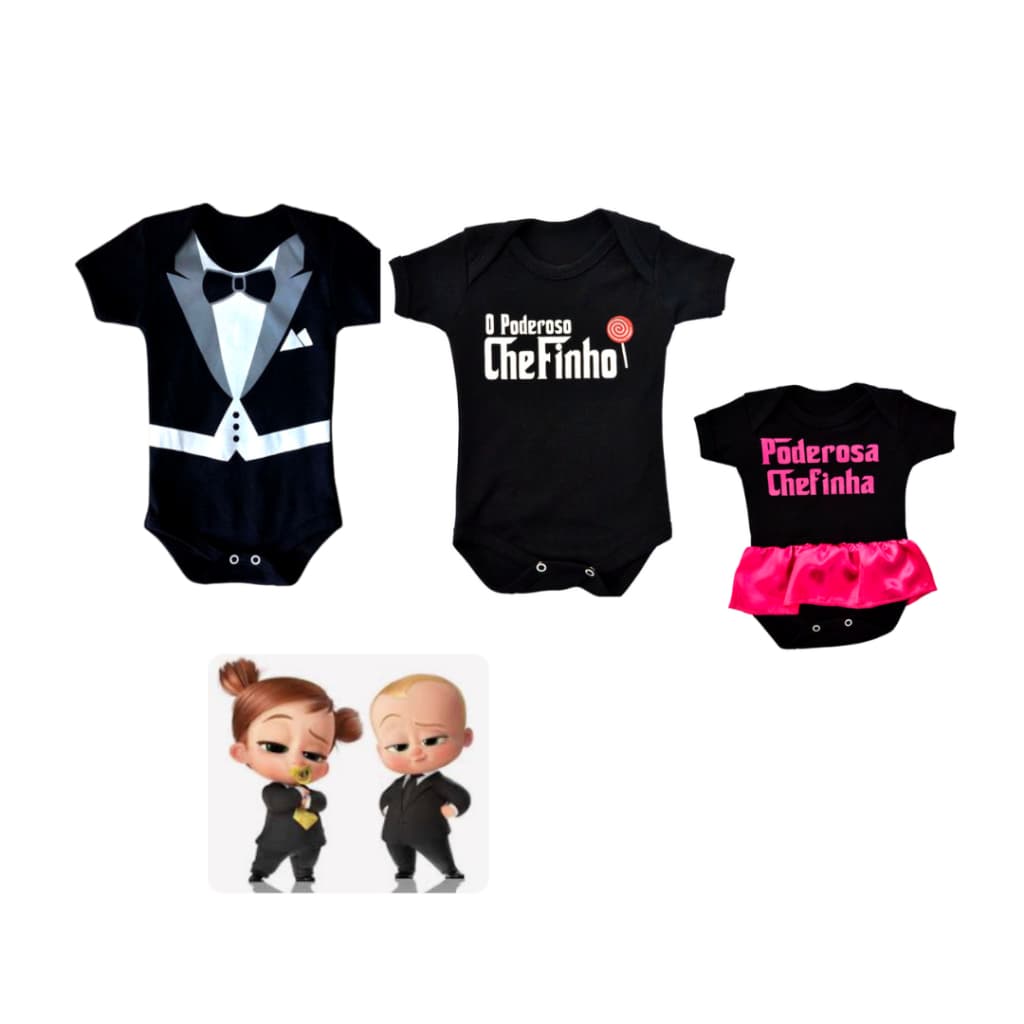 Body Bebe Poderoso Chefinho e Chefinha