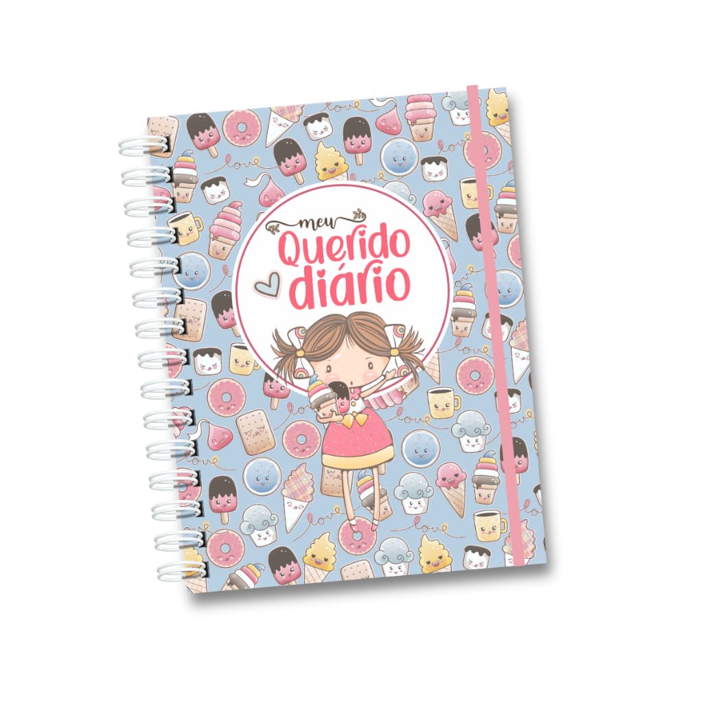Diário caderno Para Meninas A5 200 Páginas – Meu Querido Diário Capa Dura com Elástico