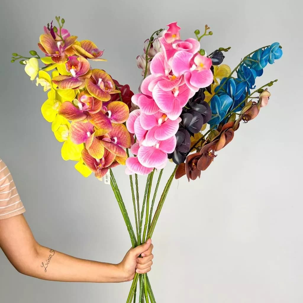 Orquídea Artificial Toque Real em Silicone para Vasos e Decoração de Casamento - HS802022