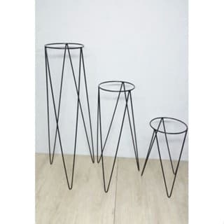 Suporte tripé para vasos médios:60cm40cm20cm de altura, ideal para jardins internos ou externos."