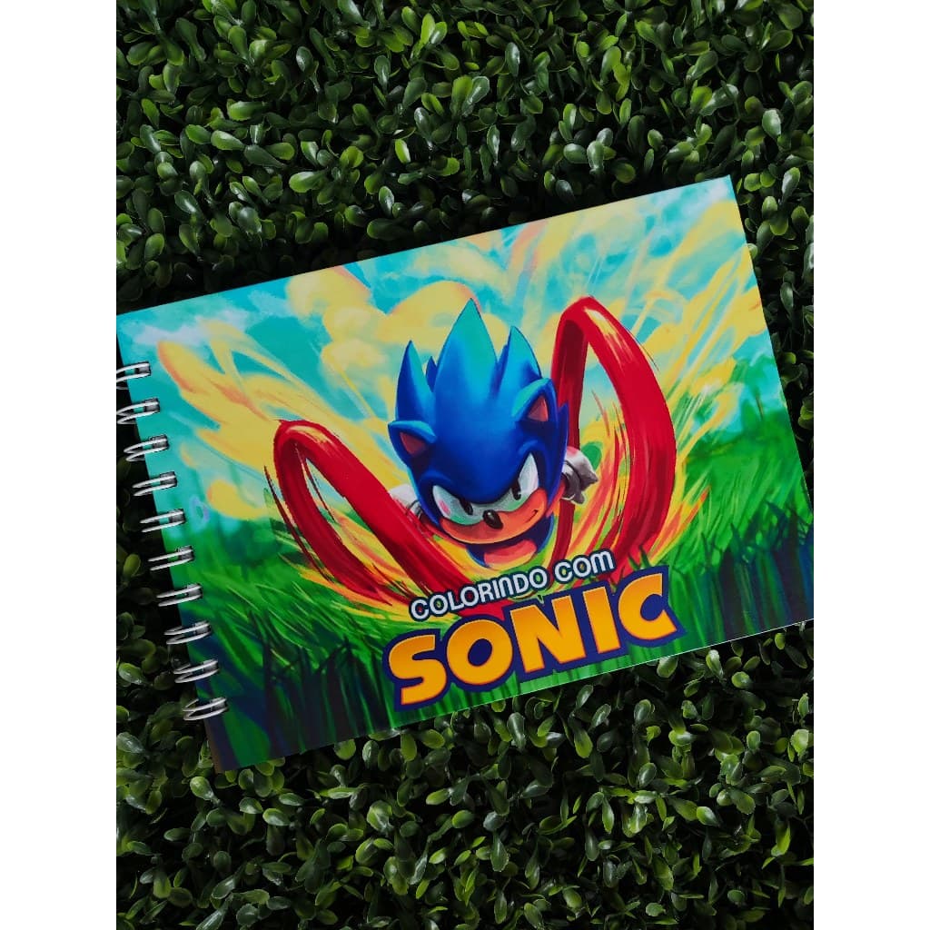 Livro de Colorir Sonic A5 Capa Dura 50 Folhas Grossas com Acetato com ou sem Nome
