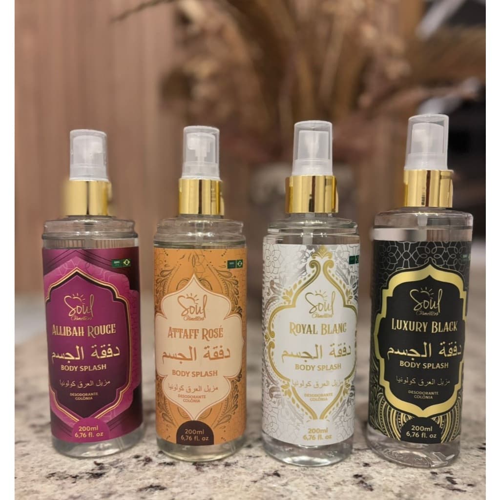 Body Splash Árabe Soul Perfume - Alibah Rouge - Ataf Rose - Luxury black - Royal Blanc