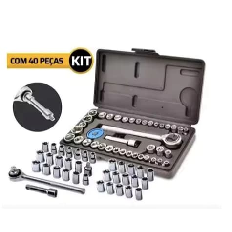 ORIGINAL Kit 40 Peças Jogo De Soquete Chave Catraca Reversível 1/4