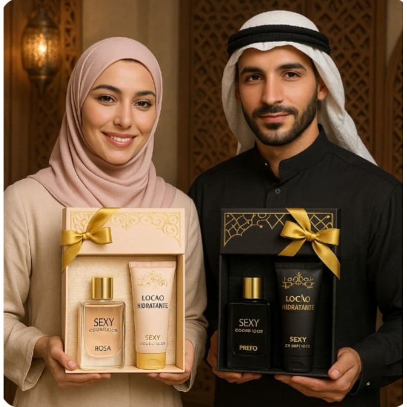 kit Presente feminino e masculino Perfume Árabe e hidratante corporal