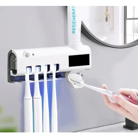 Suporte Dispenser de Escova e Pasta de Dentes Com Esterilizador UV Automático