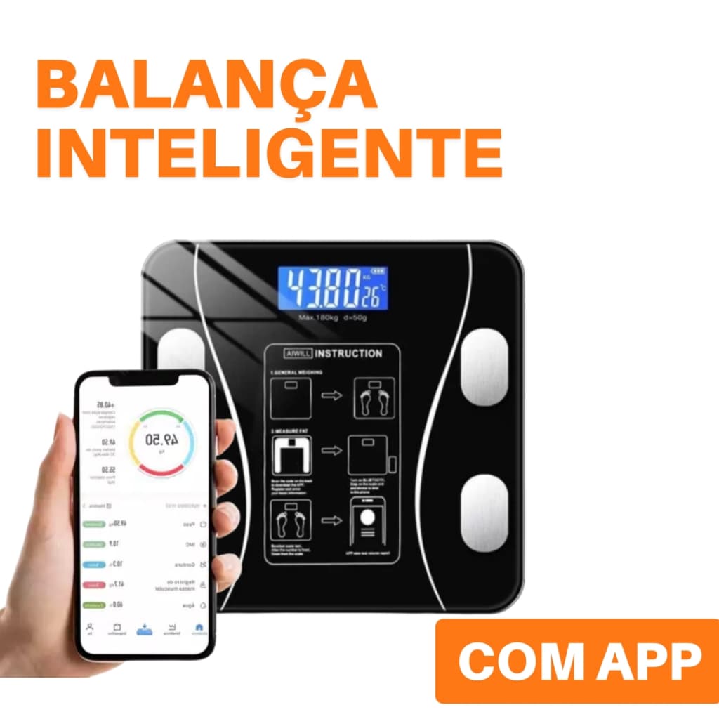 Balança Corporal Bioimpedância Profissional Bluetooth Digital
