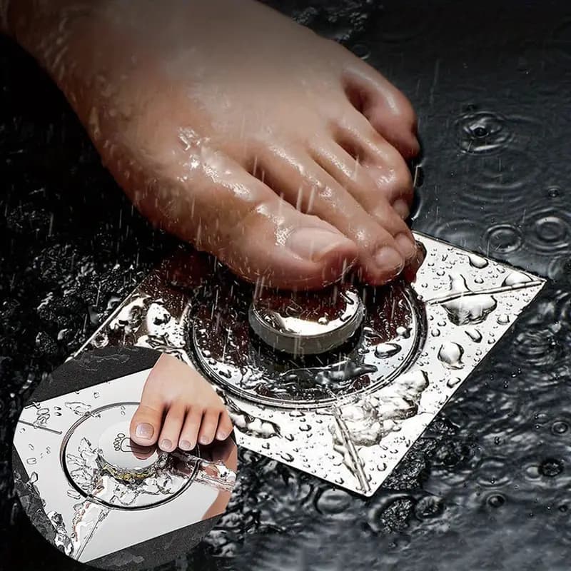 Dreno de piso tipo prensa oculto de aço inoxidável Dreno de piso tipo pedal Dreno de piso com montículo Show