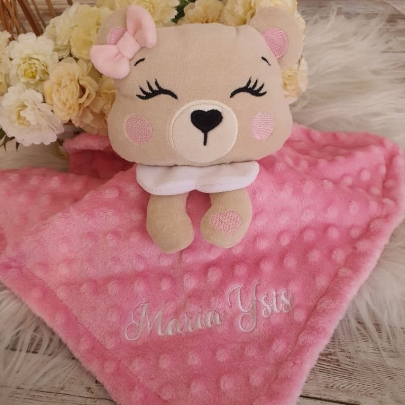 Naninha bordada ursinho, com nome personalizado