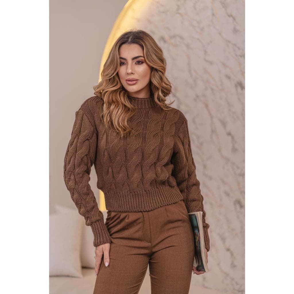 Cropped de Tricot Manga Longa Blusa de Tricô Blusa Manga Longa Feminina Blusa de Lã Feminina