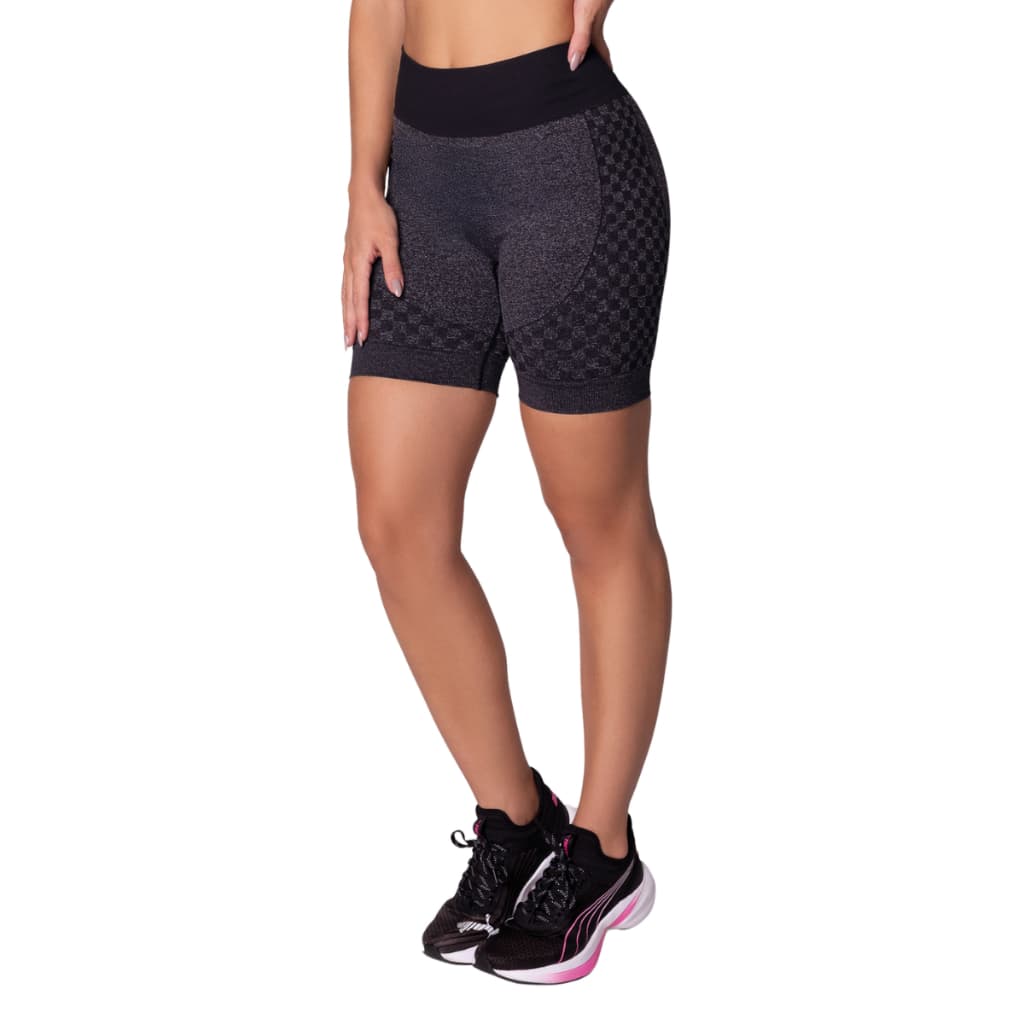 Short Sport Quadriculado Sem Costura Bermuda Academia Fitness Selene