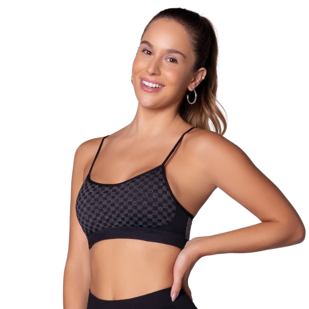 Top Nadador Quadriculado Sem Costura Sport Academia Selene