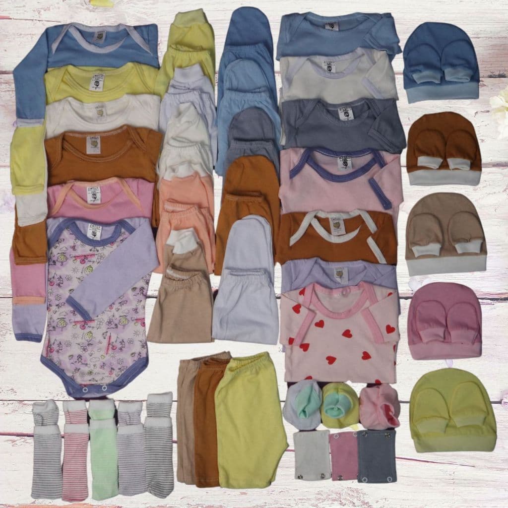 Body Bebê + Mijão Liso E Estampado Kit C/36 Peças Roupa Bebê