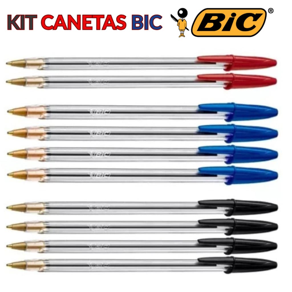 Kit Canetas Bic Azul Preta Vermelha Caneta Esferográfica 20, 18, 12 ou 10 Canetas Escrita Macia 1.0