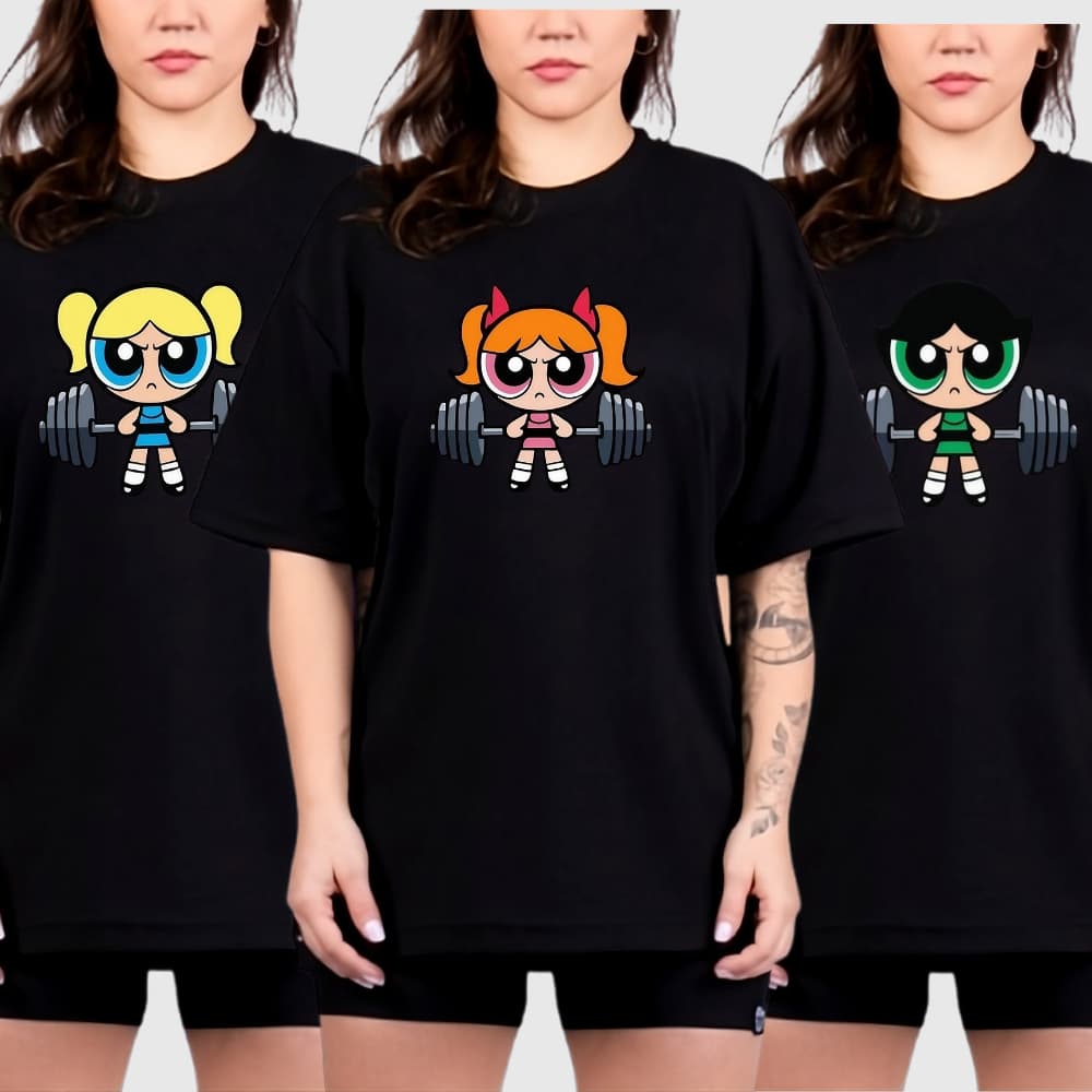 Camisão Camiseta feminina treino academia meninas super poderosas florzinha lindinha docinho