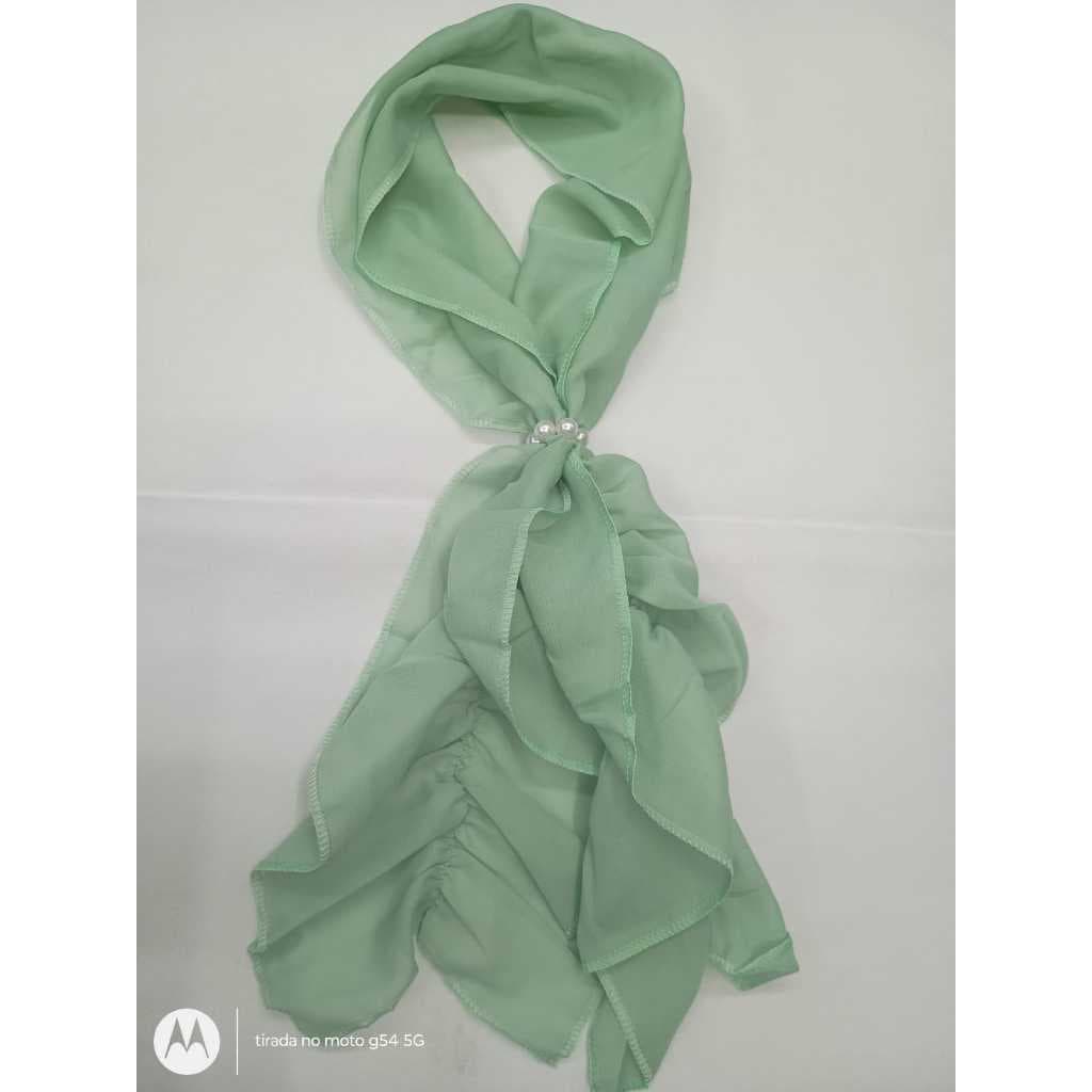 LENÇO ECHARPE FRANZIDO VERDE MENTA CONGRRESSO FESTIVIDADE