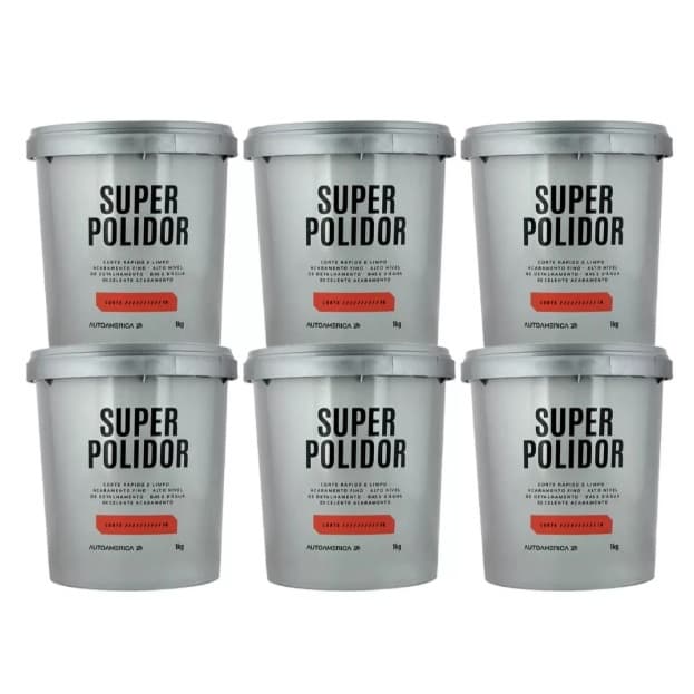 Kit 6 Massa De Polir Super Polidor Autoamerica 1kg