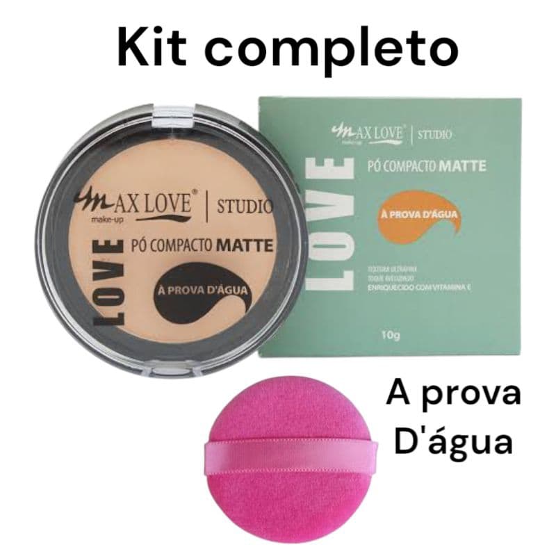 kit esponja + Pó Compacto Matte A Prova D'água Longa Duração Mate Max Love maquiagem feminina