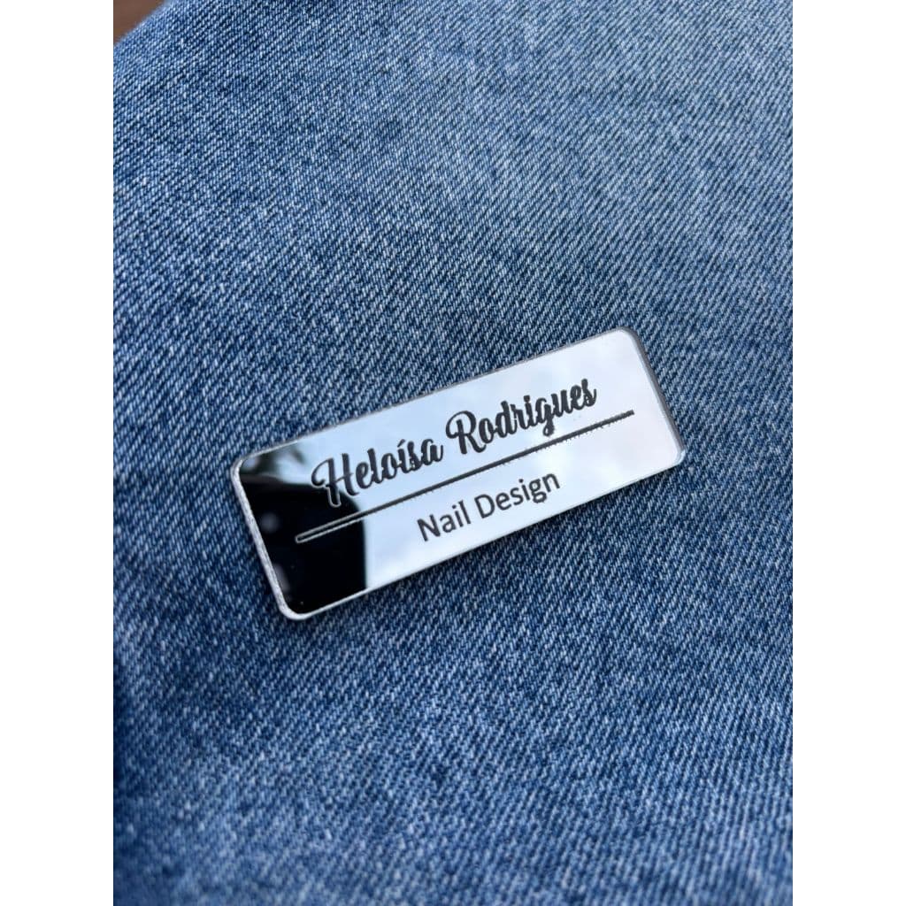 🔹 Crachá Broche POP Personalizado Acrílico Prata Espelhado | Nome e Profissão