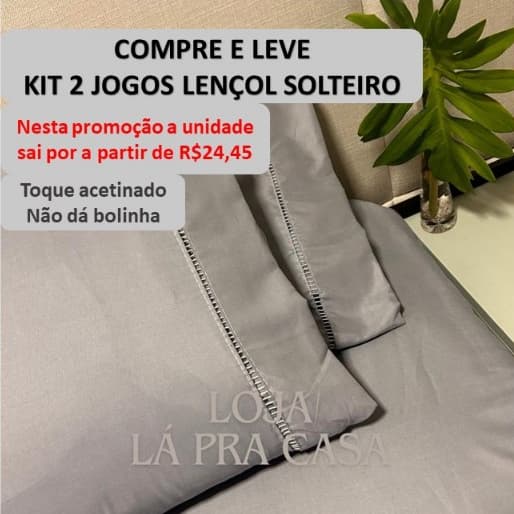 Kit 02 Jogos de Lençol Solteiro 2 Peças 400 Fios Roupa de Cama Solteiro Com Elastico E Ponto Palito