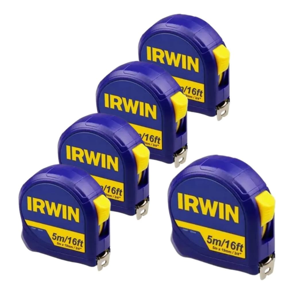 KIT 5 Trenas Manual de Bolso com Trava Irwin Standard 5 Metros IW13947