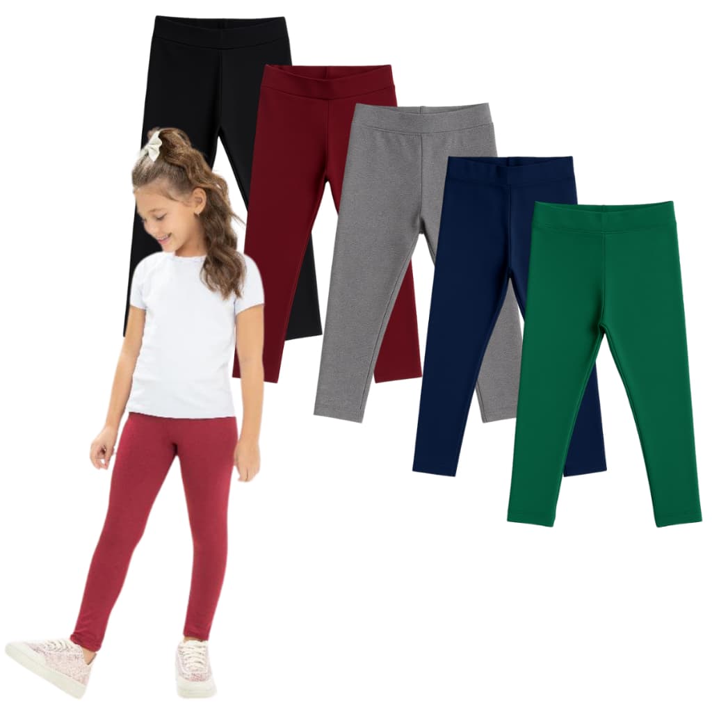 Kit 2 Calça Leg Legging Suplex Peluciada Uniforme Escolar Infantil Juvenil Menina Tamanho 1 a 16