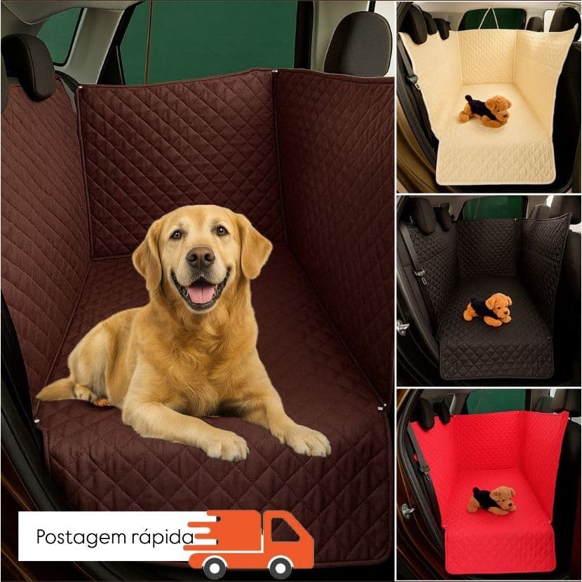Capa Protetora Para Pets Cachorro Gato Banco De Carro Traseiro Cobre Todo o Banco Com zíper