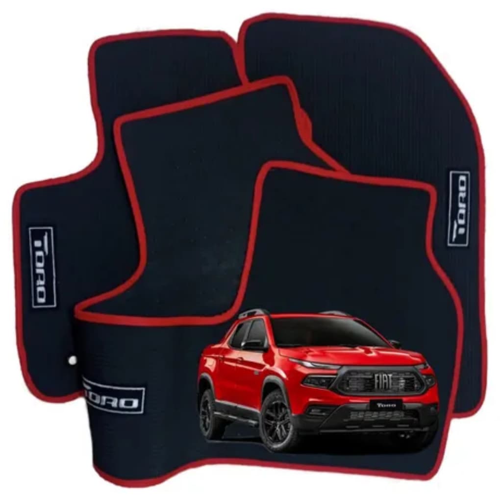 Tapete Personalizado Fiat Toro 2018 2019 2020 2021 Borracha - Esportivo Vermelho