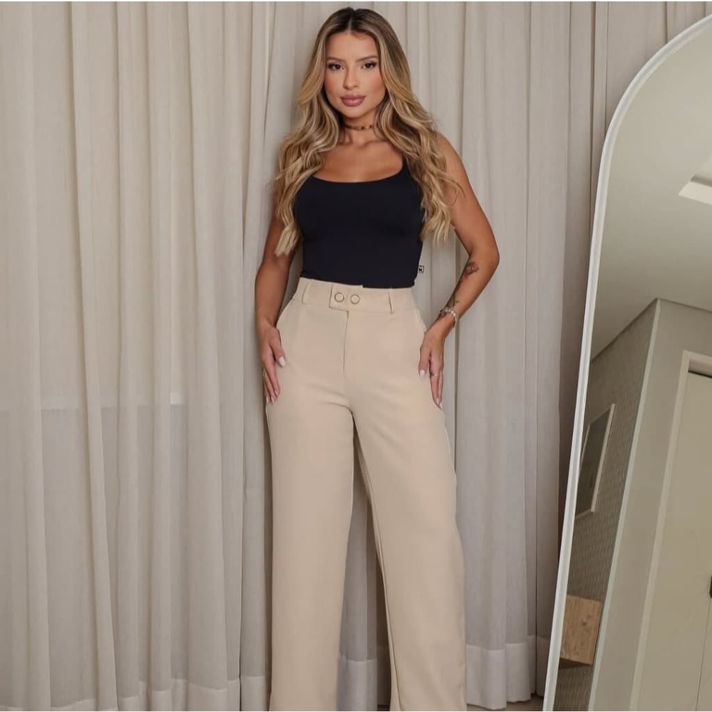 Calça Feminina Alfaiataria Pantalona Tecido Sensorial Calça de Qualidade e Elegante