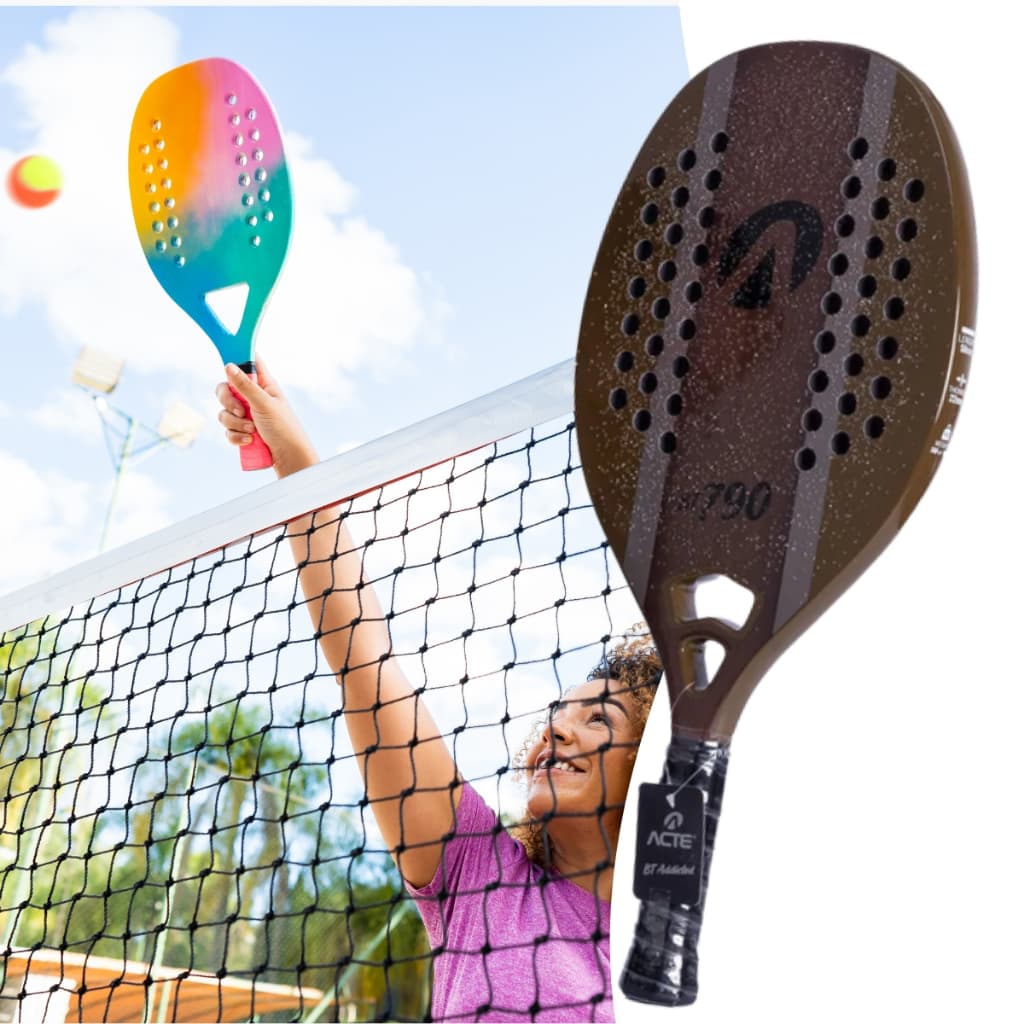 Raquete Beach Tennis 100% Carbono EVA 50cm BT790 Marrom Acte Sports