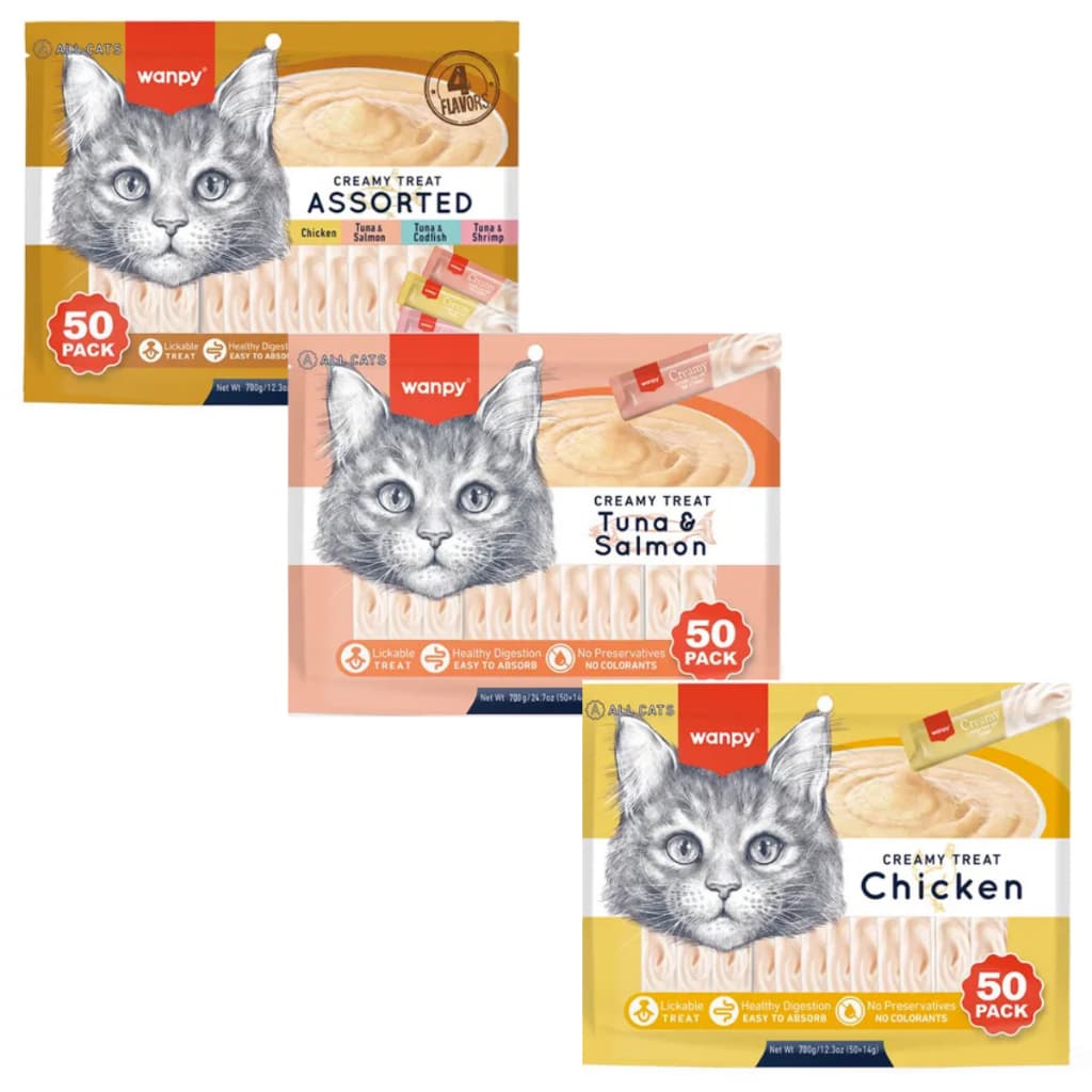 Wanpy Petiscos Truly Creamy Para Gatos Sabores Sortidos 50 Unidades