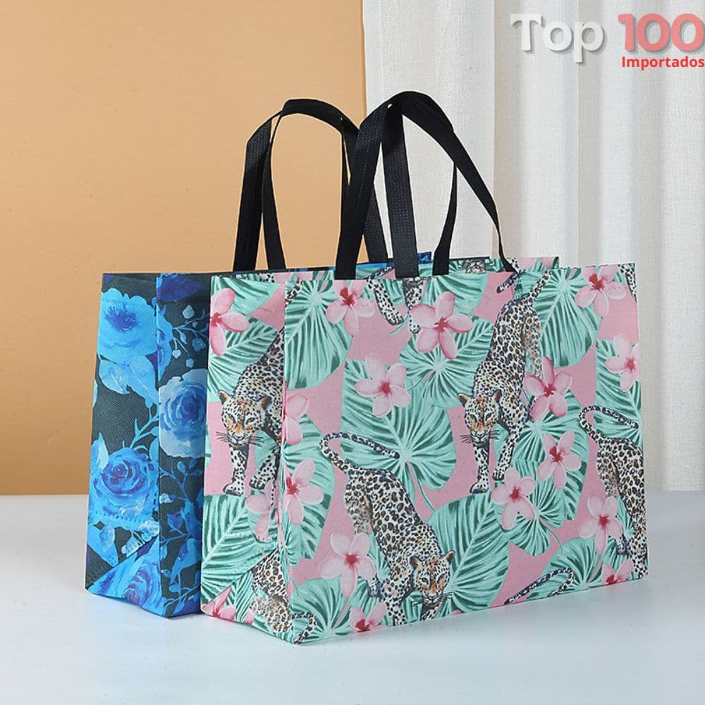 Sacola Retornável Média EcoBag - Imagens Meramente Ilustrativa Estampas Aleatórias