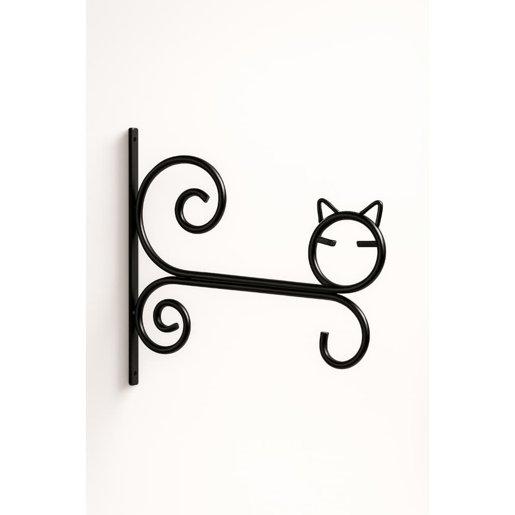 Suporte De Vaso De Parede Em Ferro Gato Artesanal Decorativo Para Plantas