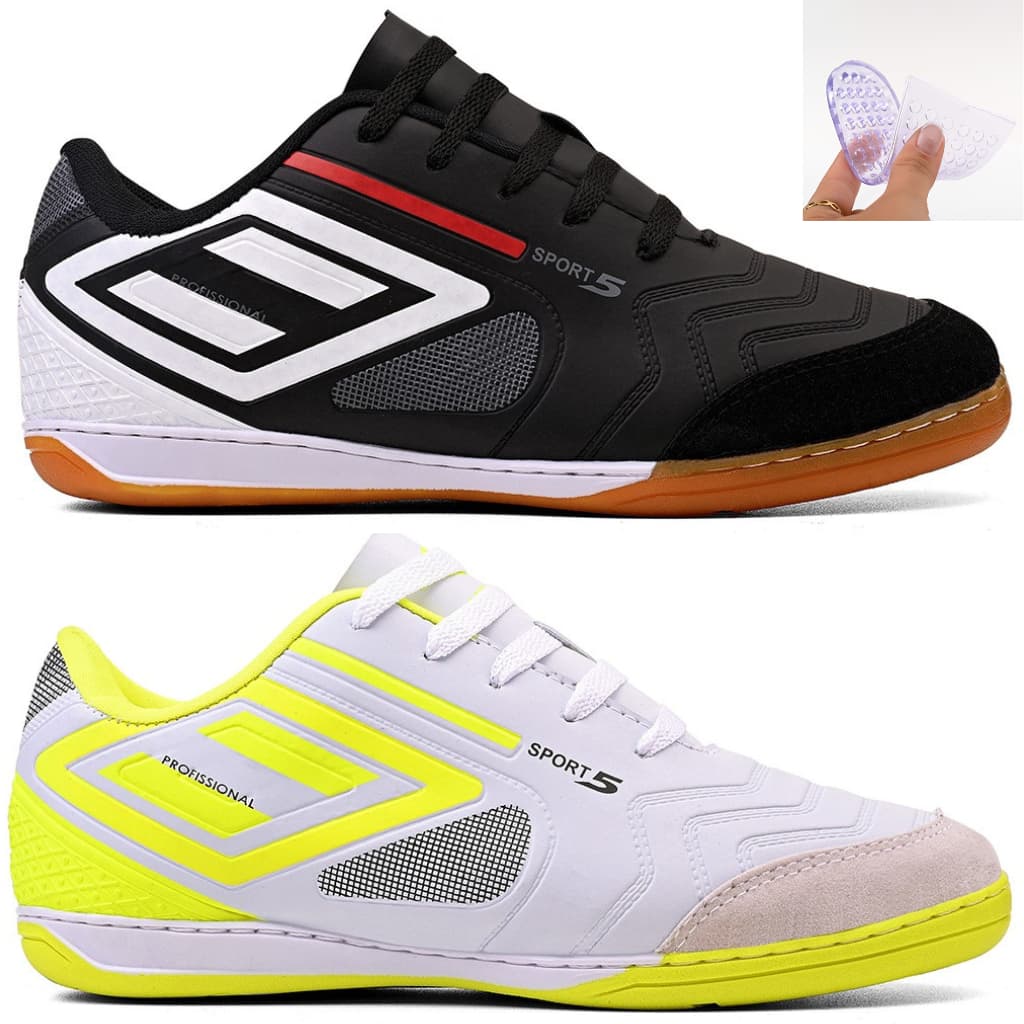 Kit 2 Pares Chuteira Futsal Salão + Palmilha Infantil Masculina Feminina Colada Costurada